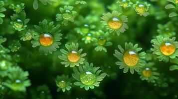 Green moss with water droplets on it photo