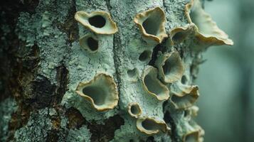 A close up of some fungus on a tree photo