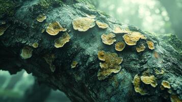 A tree with mushrooms growing on it photo