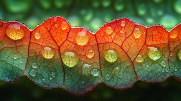 Raindrops on a leaf photo