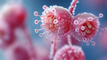 Frosted flowers are shown in this photo