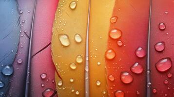 Raindrops on a colorful feather wallpaper photo