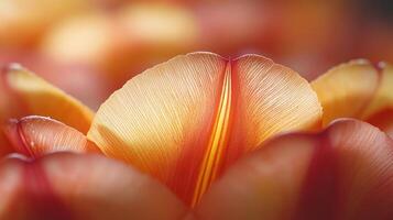 A close up of a tulip flower with red and yellow petals photo