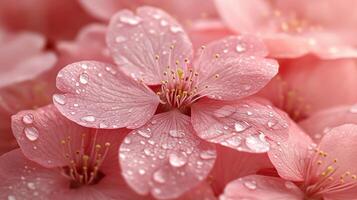 Pink flowers with water droplets on them photo