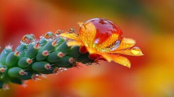 A cactus with water droplets on it photo