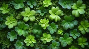 Green plants on moss background photo