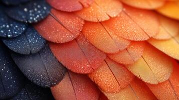 Close up of colorful feathers on a bird photo