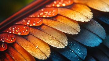 A close up of a colorful bird's wing photo