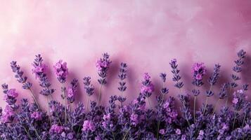 Lavender flowers on a pink background photo