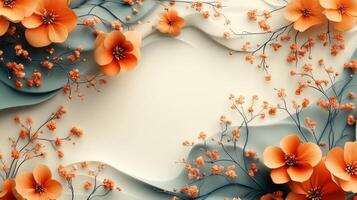 Orange flowers on a white background photo