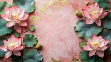 Lotus flowers on a pink background photo
