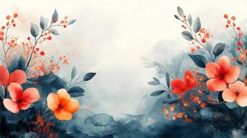 Watercolor flowers on a white background photo