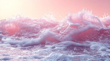 A pink ocean wave with white foam photo