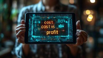 Cost vs profit on tablet photo
