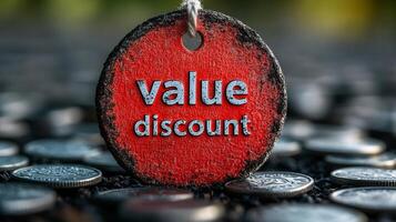 Value discount keychain on coins photo