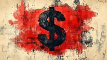 A painting of a dollar sign on a grungy background photo