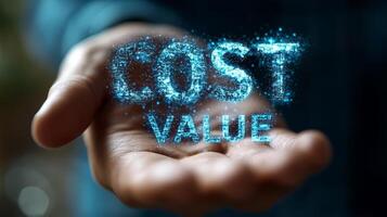 Cost value concept in hand photo