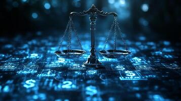 The balance of justice on the digital world photo