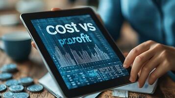 Cost vs profit on tablet photo