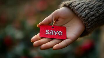 Save tag in hand photo