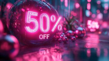 50 off sale sign in front of a store photo