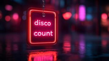 A neon sign that says disco count photo