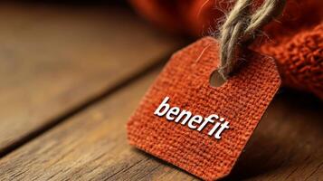 Benefit tag on a sweater photo