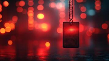 A red light is shining on a black object photo
