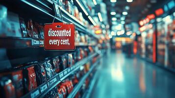Disadvantaged products in a supermarket aisle photo