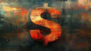 A painting of a dollar sign on a wall photo