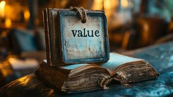 Value - concept of value in books photo