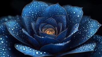 A blue rose with water droplets on it photo