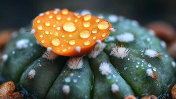 A cactus with water droplets on it photo