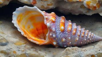 A colorful shell on the beach photo