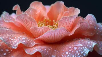 A pink flower with water droplets on it photo