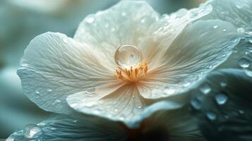 A close up of a flower with water droplets on it photo