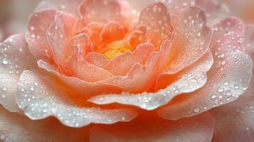 A close up of a pink rose with water droplets photo