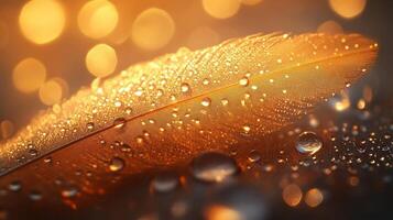 Water drops on a feather photo