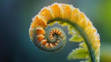 A fern leaf with water droplets on it photo