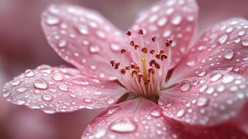 A pink flower with water droplets on it photo