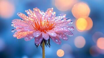 A pink flower with water droplets on it photo