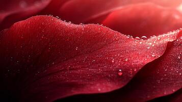 A close up of a red rose with water droplets photo