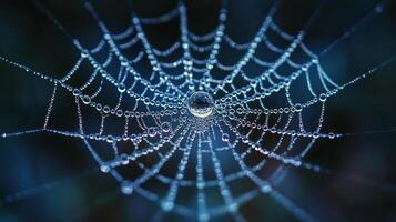 A spider web with water droplets on it photo