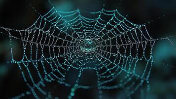 Spider web with water droplets on it photo