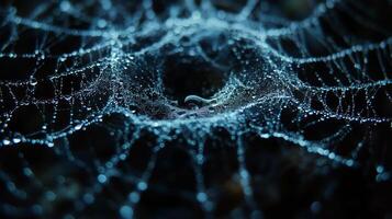 Spider web with water droplets photo