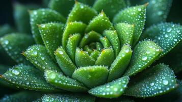 Close up of a succulent plant with water droplets photo