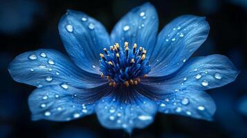 Blue flower with water droplets on it photo