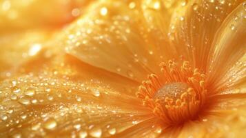 A close up of a yellow flower with water droplets photo