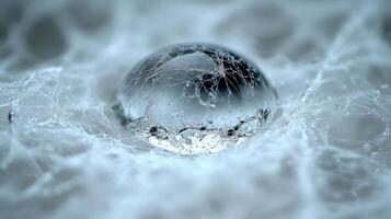 A water drop is sitting in a web photo