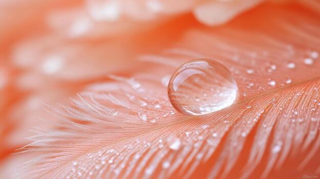 A drop of water on a feather photo